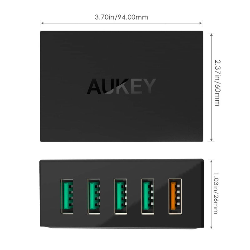 AUKEY PA-T15 54W 5 USB port Qualcomm Quick Charge 3.0 Desktop Charger - Aukey Malaysia Official Store