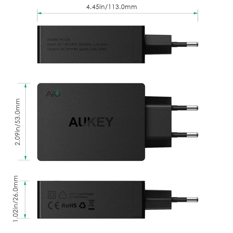 AUKEY PA-U36 40W 8A 4 USB Port AiPower Travel Charger - Aukey Malaysia Official Store
