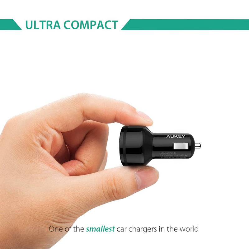 AUKEY CC-T6 36W Dual Ports USB Qualcomm Quick Charge 2.0 Car Charger - Aukey Malaysia Official Store