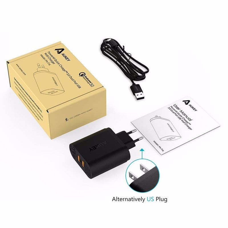 AUKEY PA-T16 Dual USB Qualcomm Quick Charge 3.0 Charger - Aukey Malaysia Official Store