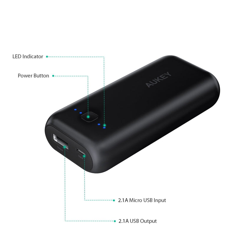 AUKEY PB-N41 5000mAh Mini Power Bank Portable Charger - Aukey Malaysia Official Store