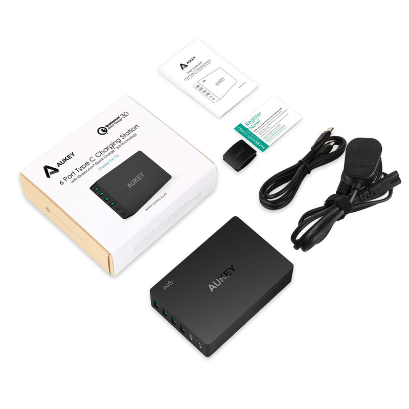 AUKEY PA-Y6 60W TYPE-C 6-Port Qualcomm Quick Charge 3.0 Charging Station - Aukey Malaysia Official Store