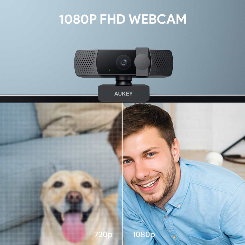 PC-LM7 Webcam With Privacy Cover 1080P Full HD With Dual Noise-Reducing Mic For Online Meeting & Streaming
