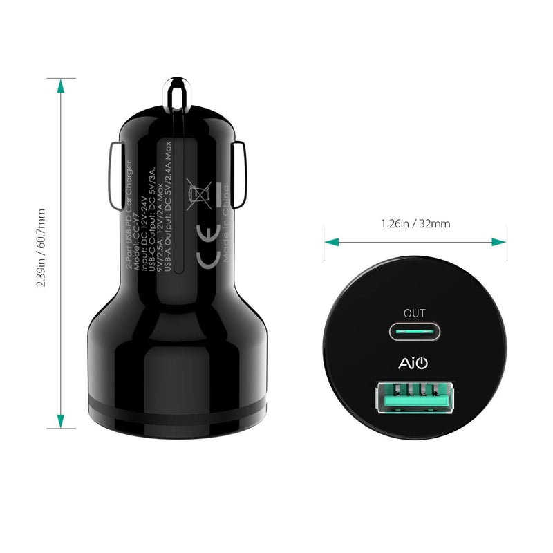 CC-Y7 USB C PD Car Charger + CB-CL01 USB C To Lightning Cable